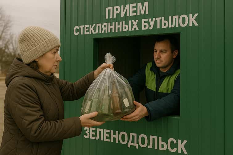 процесс приема стеклотары в зеленодольске